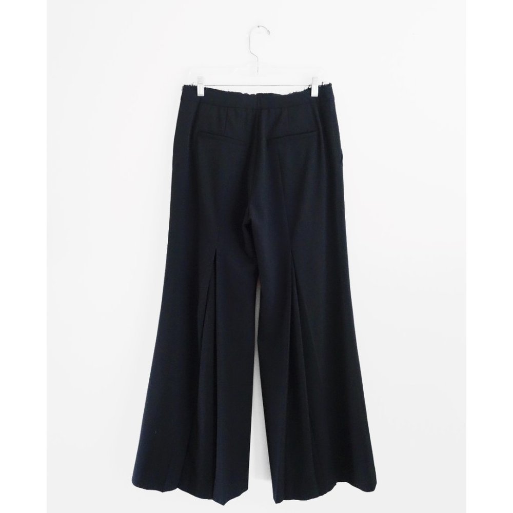 Off-White c/o Virgil Abloh Black Wool Invert Pleat Wide Leg Pants sz Large - Picture 2 of 5